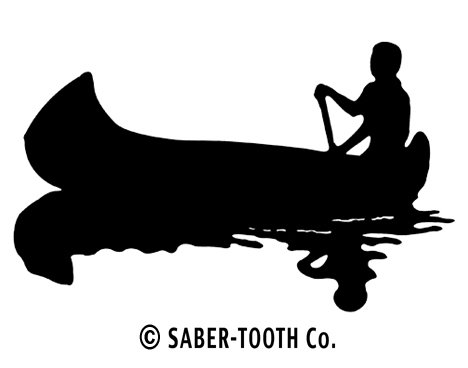 Canoe-Black-White-Silhouette-Decal-Sticker-Fishing-Camping-Wildlife-Series