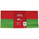 Red & Green Holiday Tissue Paper (Solid Colors), Pack of 20 sheets