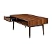 Teamson Home Dawson 40 in. x 21.63 in. Wooden Mid-Century Modern Coffee Table with Drawer and Shelf, Walnut with Brass Leg Tips