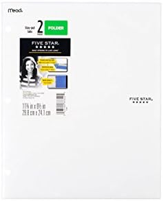 Five Star 2 - Pocket Folder, Stay-Put Tabs, Plastic,(38060) (WHITE)