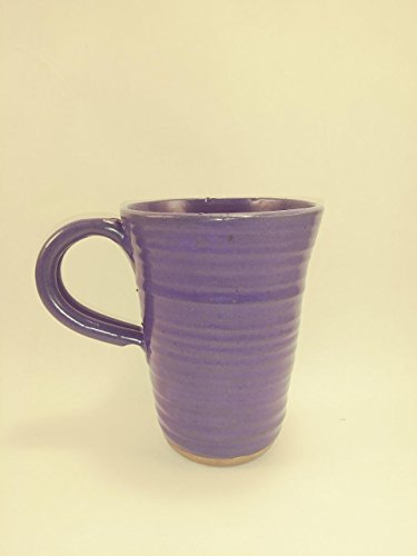 Aunt Chris' Pottery - Hand Made Clay - Drinking Mug/Cup - Glazed Lavender Purple With Gloss Finish - Looped Handle - With a Natural Stone Base - Fits Most Personal Serving Coffee Machines!