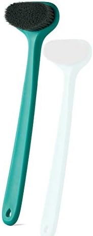 Bath Body Brush,Dense Comfy Bristles 16" Long Handle Gentle Exfoliation Improve Skin's Health and Beauty Wet or Dry Brushing Back Scrubber for Shower(Orange)