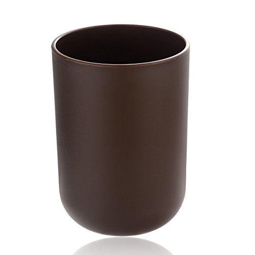 Zuvo 6 Pcs Plastic Bathroom Accessory Set Luxury Bath Accessories Bath Set Lotion Bottles, Toothbrush Holder, Tooth Mug, Soap Dish, Toilet Brush, Trash Can, Rubbish Bin (Brown) - Thumbnail 5