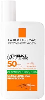 Fluido Invisível La Roche Posay, Protetor Solar com FPS50+, Efeito Matificante de 24 Horas, Resistente à Água, Suor e Areia, Fórmula Mexoryl 400, Controle de Óleo Anthelios UV-MUNE 400, 50 ml