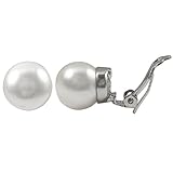 Isaac Kieran Rhodium Finish Faux Pearls and Crystals Clip-On Earrings (12mm Rhodium Finish)