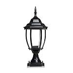 Homestia Outdoor Post Mount Light Pillar Lantern 1-light E26 Cast Aluminum Black Finish