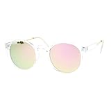 SA106 Retro Clear Frame Keyhole Mirrored Lens Sunglasses Yellow