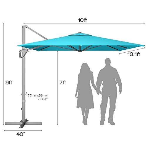 Tangkula 10x13ft Patio Rectangular Umbrella, Cantilever Offset Umbrella W/ 360° Rotation