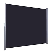 Chi Mercantile Retractable 10 Feet Wide Privacy Divider Side Awning Partition Black Indoor/Outdoor Auto Roll Back Function Water-Resistant (5 Ft. Height)