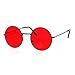 SA106 Retro Vintage Flat Color Circle Round Lens Sunglasses Black Red