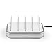 Merkury Innovations 4.8 Amp 4-Port USB Charging Station Fast Charge Docking Station for Multiple Devices - Multi Device Charger Organizer - Compatible with Apple iPad iPhone and Android (White/Silver)