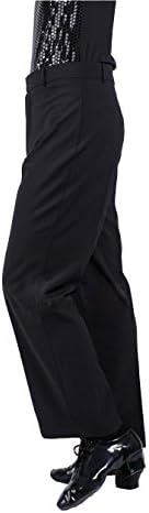 JS CHOW Men's Ballroom Modern Tango Practice Competition Dance Trousers Black (L)