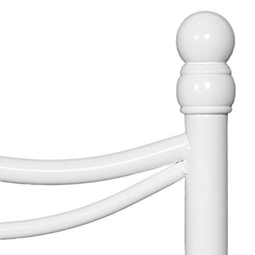 Leggett & Platt Rhapsody Metal Headboard Panel with Delicate Scrolls and Finial Posts, Glossy White Finish, King - Thumbnail 4