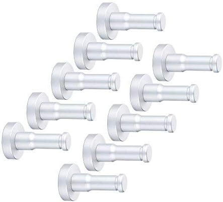 eForwish Aviation Aluminum Coat Hooks Wall Mounted Wall Hooks Single Organizer Hangers Hat Hooks (Silver Pack of 10)