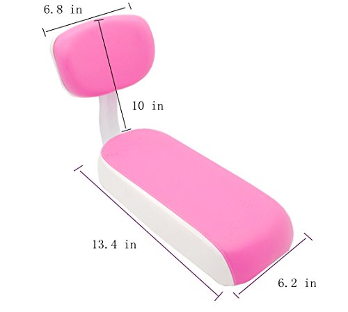 Universal Bicycle Rear Seat Cushion Armrest Footrest Set, Kid Child Carrier Bicycle Baby Seat, Including Cushion and Backrest, Armrest Handrail, Footrests, Bell, Pink