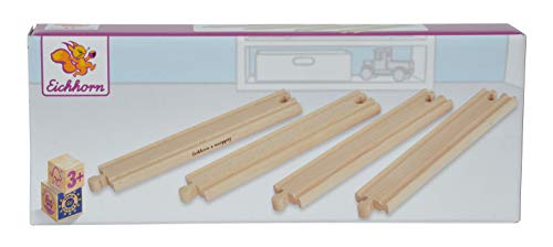 Eichhorn 100001411 - Bahn, lange gerade Schienen 20,5 cm, 4-tlg. FSC 100% Zertifiziertes Buchenholz, mit fast allen… – Bild 5