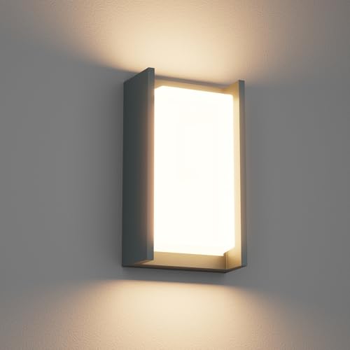 Klighten LED Outdoor Lamp 24 W, 3000 K Warm White Wall Light, Waterproof IP65, Suitable for Terraces, Anthracite