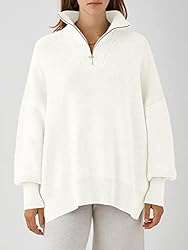 ANRABESS Women's Half Zip Sweater Oversized Long
