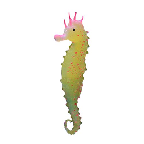 Anshinto Aquarium Fish Tank Landscaping Decor, Glowing Effect Animal Sea Horse Ornament (Orange)