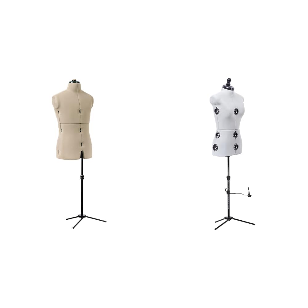 Dritz Mr. Tailor Adjustable Dress Form, Male, Black & Twin-Fit Adjustable Dress Form, Small, Silver Gray