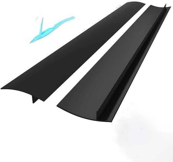 Lengthened 25'' Kitchen Silicone Stove Counter Gap Cover With Free Scraper, Easy Clean Heat Resistant Wide & Long Gap Filler, Seals Spills Between Counter, Stovetop, Oven, Washer & Dryer, 2 Pack