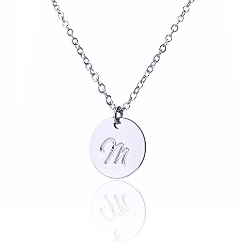 AOLO Minimalist Necklace Delicate Initial Charm M Necklace