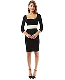 PattyBoutik Women's Square Neck Long Sleeve Sweater Dress