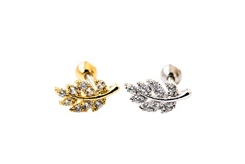 Cute Cz Leaf Tragus Earring,tragus Earring,11P-02076 (Gold)