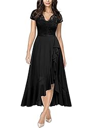 Miusol Women's V Neck Elegant Lace Ruffle