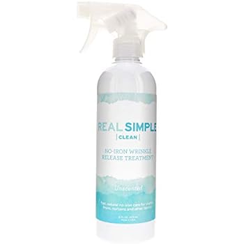 Real Simple Clean Wrinkle Release, Static Cling Remover, Pillow & Fabric Freshener, Out The Door No-Iron Quick Fix, USDA Certified Bio-Based & Biodegradable (Unscented, 16 oz)