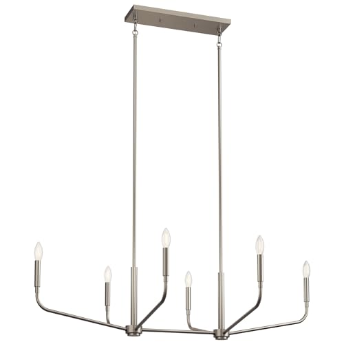 Kichler Madden 6-Light Linear Chandelier Light, Brushed Nickel