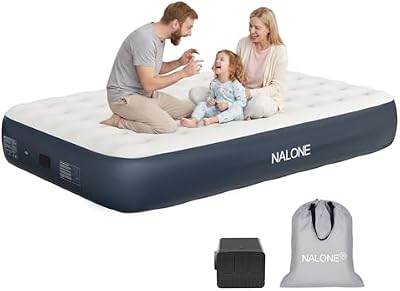 Matelas Gonflable 2 Personnes Full Size, Lit Gonflable Électrique Auto-Gonflant avec Pompe Intégrée Rechargeable Idéal Camping et Maison 191x137x33cm