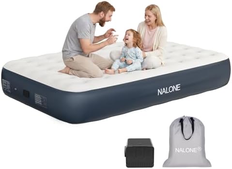 Matelas Gonflable 2 Personnes Full Size, Lit Gonflable Électrique Auto-Gonflant avec Pompe Intégrée Rechargeable Idéal Camping et Maison 191x137x33cm