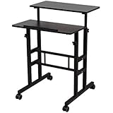 SDADI 2 Inches Carpet Wheels Mobile Standing Desk Stand Up Desk Height Adjustable Home Office Desk with Standing and Seating 2 Modes 3.0 Edition, Black S001BFBT