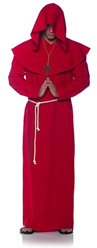 Underwraps Men's Monk Robe Costume-Red, One Size