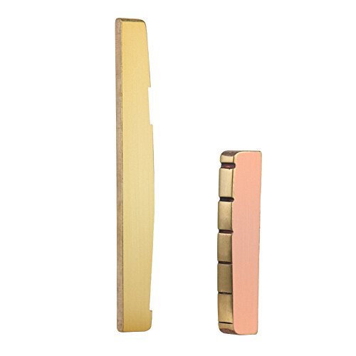 Ireav 6pcs Brass Guitar Fittings Solid String Pegs and Saddle Nut Slotted Flat Bottom for 6 String Acoustic Guitar Replacement Parts - Thumbnail 5