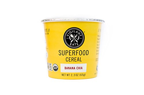 Vigilant Eats Superfood Cereal, Banana Chia, Pack of 6, Organic, Gluten Free, Vegan, Non GMO, Kosher, 2.3 oz Travel Cup