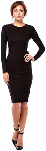 Womens Ladies Girls Juniors Plain Basic Solid Bodycon Dresses D10392 (L, Black)