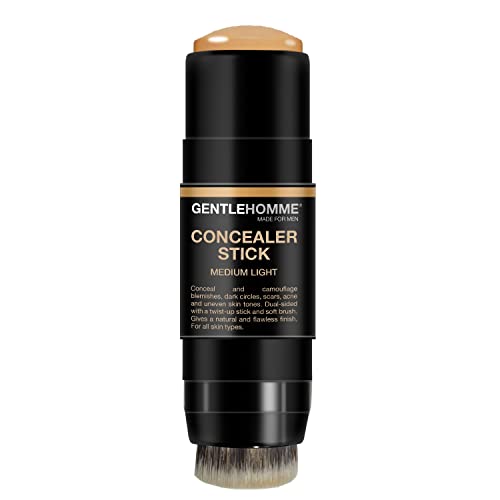 Gentlehomme Men's Concealer Stick with Brush for Dark Circles Eraser, Medium Light