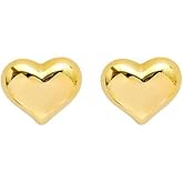 ONLYJUMP 14K Gold Plated Chunky Heart Statement Earrings for Women Trendy Puffy Heart Teardrop Dangle Stud Earrings Minimalist Geometric Heart Earrings