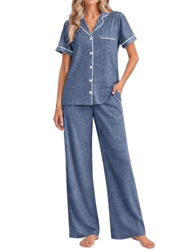 Ekouaer Pajamas for Women Set Short Sleeve Long Pants 2 Piece Lounge Set at Amazon