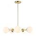 Light Society Grammercy 5-Light Chandelier Pendant, Brushed Brass with White Frosted Globes, Classic Mid Century Modern Lighting Fixture (LS-C228-BRS-WHI)