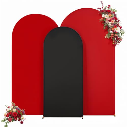 Suppromo Black Red Arch Backdrop Cover