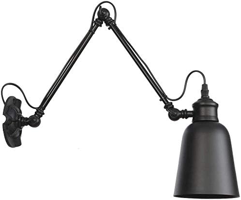 Loft Industrial Adjustable Long Swing Arm Wall Lamp Fixture Black