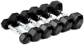 Maxx Rubber Coated Hexangonal Dumbells Fitness Weightlifting Exercise 7kg 8kg 9kg 10kg 12kg 14kg 16kg 18kg 20kg Weights Single item