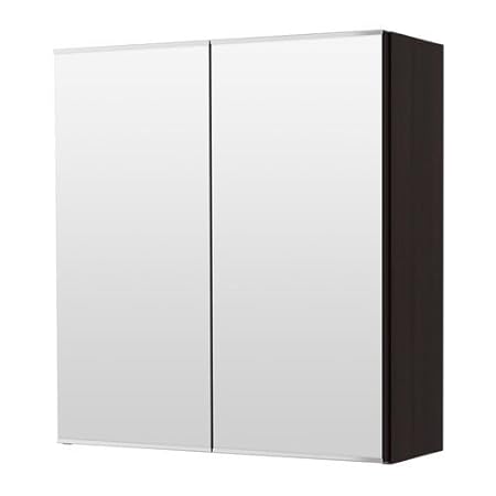 Ikea Lillangen Double Mirror Glass Door Cabinet Black Brown