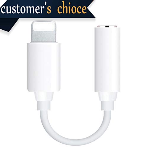Headphone Adaptor for iPhone Adaptor to 3.5mm Converter Earphone Adaptor for iPhone X 10 8/7 Plus Accessories Headphone Cable Splitter Audio Jack Headphone Cable Earbud Adapter Support iOS 12
