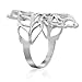 925 Sterling Silver Elegant Long Bypass Leaf Ring - Size 10