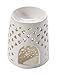 WANYA Ceramic Tealight Candle Holder, Essential Oil Burner, Wax Warmer Burner Diffuser for Home Bedroom Decor, Romantic Gift, White with Heart Pattern