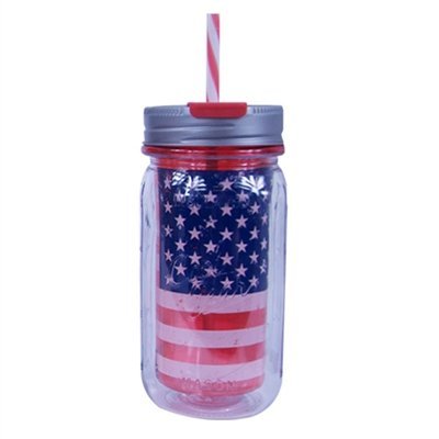 Cool Gear 16oz Patriotic Mason Jar with Flag Graphics